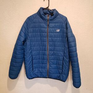 New Balance Men's Medium Blue Quilted Tech Puffer Winter Jacket